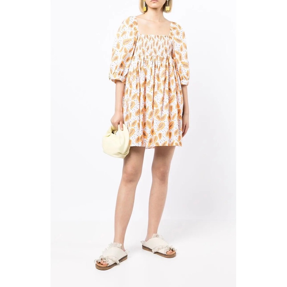 Pitusa‎ Papaya Print Smocked Puff Sleeve Girls Brunch Dress NWT